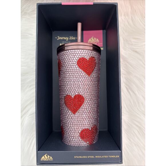 Hydrapeak Classic Journey 25oz Limited Edition Tumbler Rose Bling Red Hearts New - Picture 11 of 11